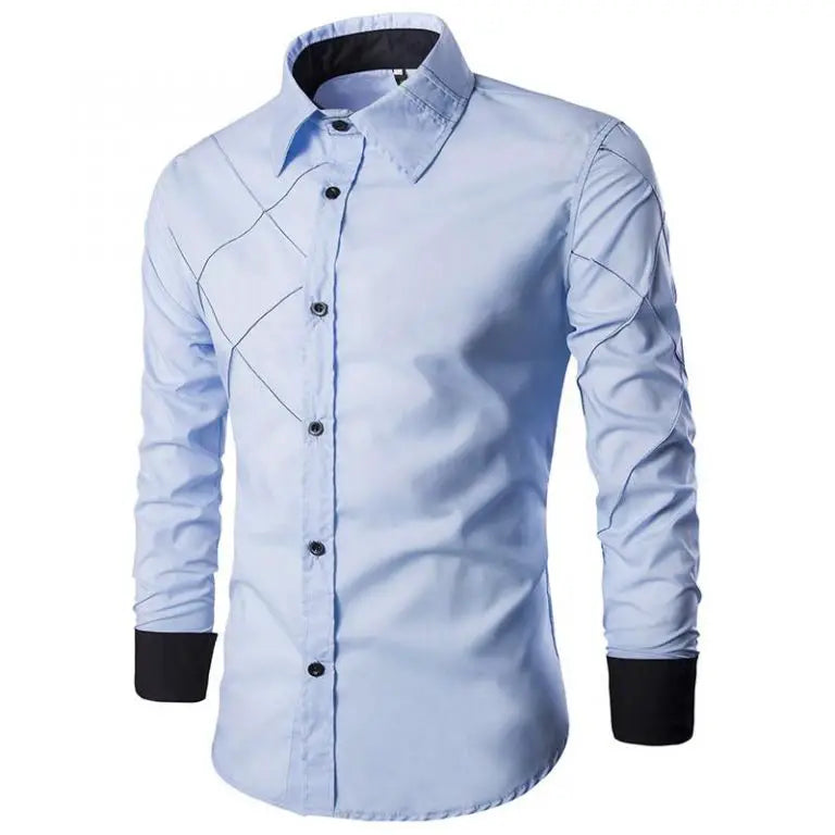 Men's Slim Fit Geometric Stitch Dress Shirt
